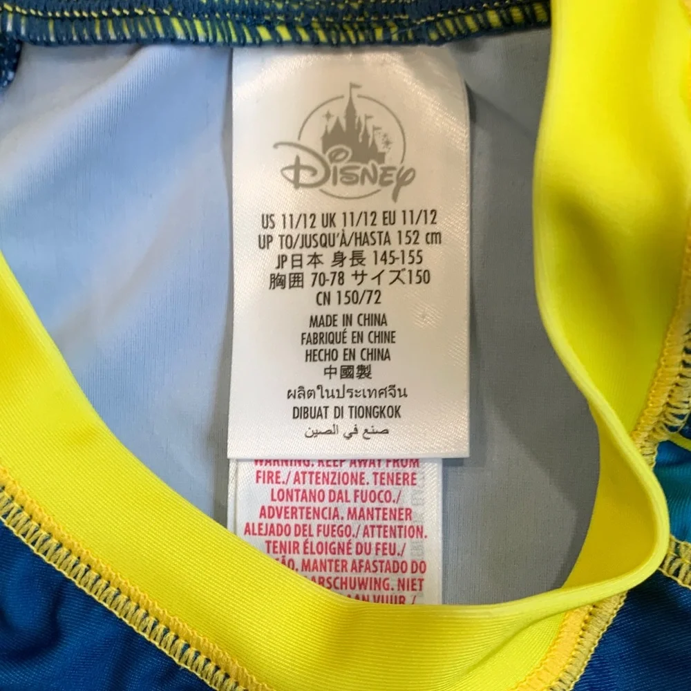 NWT Disney Kids Navy, Bright Blue & Neon Yellow Baby Yoda Swim Size 11/12